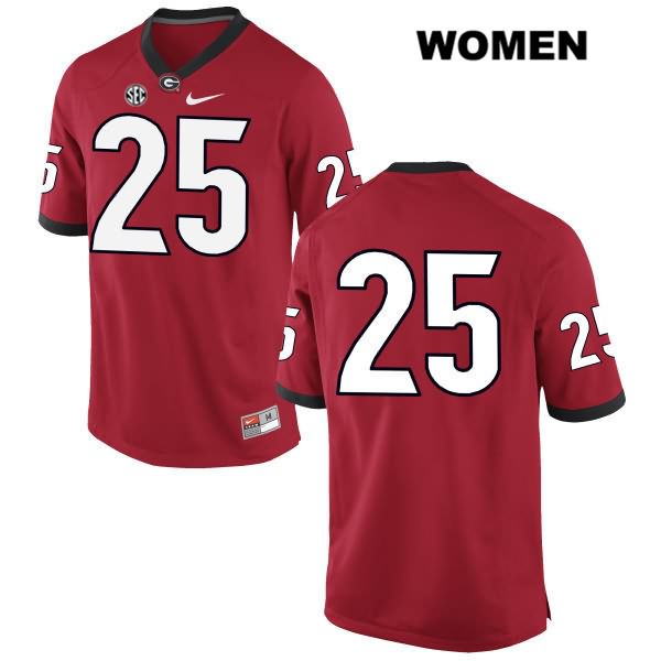 Georgia Bulldogs Women's Ahkil Crumpton #25 NCAA No Name Authentic Red Nike Stitched College Football Jersey SGD2556QW
